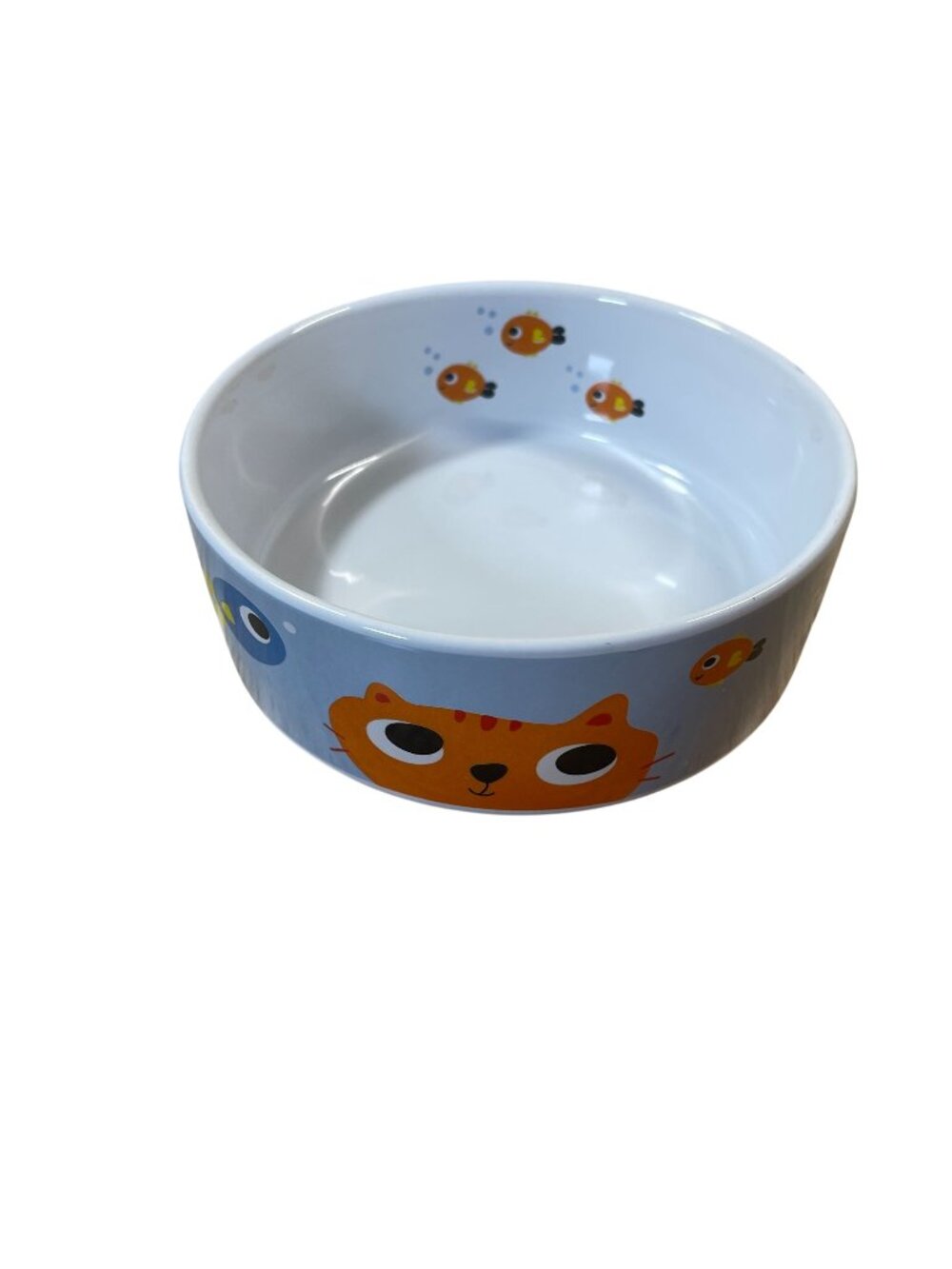 Whisker City Ceramic Cat Feeding Bowl Water Dish Kitty Fish Cute Colorful Blue